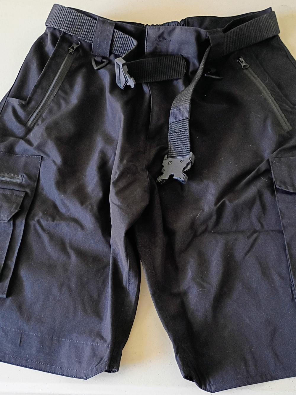 Men's Black Cargo Shorts with Integrated Webbing Belt